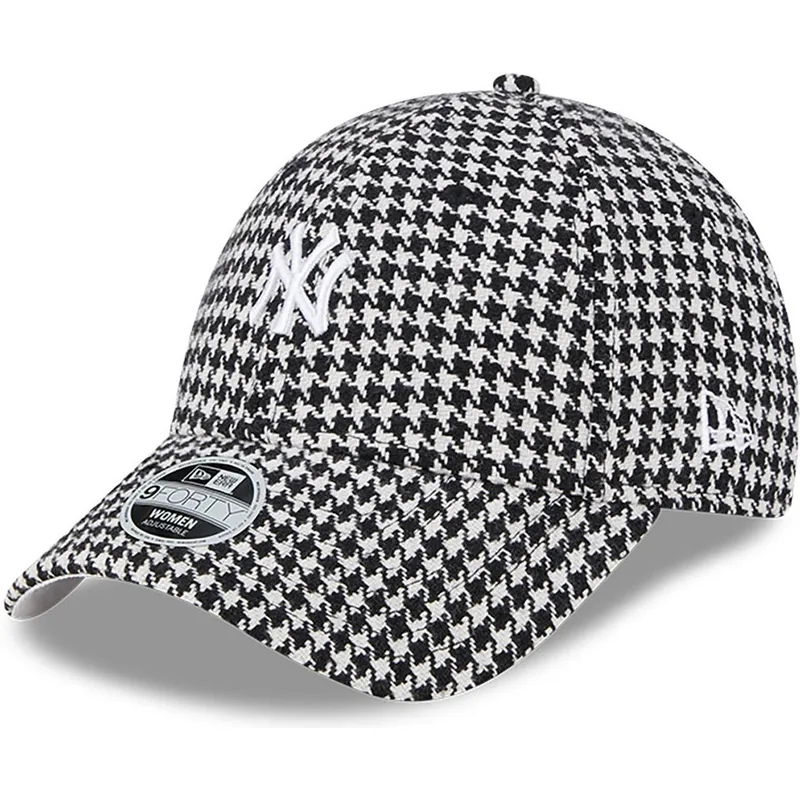 kepsar-curva-svart-justerbart-band-9forty-houndstooth-fran-new-york-yankees-mlb-av-new-era