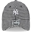 new-era-new-york-yankees-mlb-9forty-houndstooth-justerbar-svart-och-vit-kurvskarm-keps-for-damer