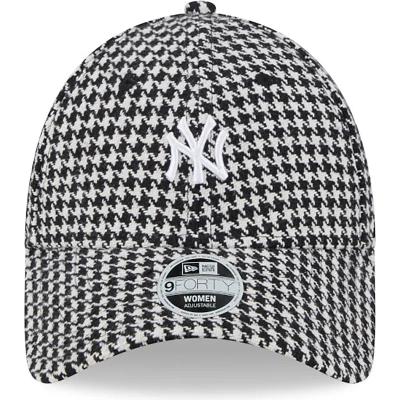 kepsar-curva-svart-justerbart-band-9forty-houndstooth-fran-new-york-yankees-mlb-av-new-era
