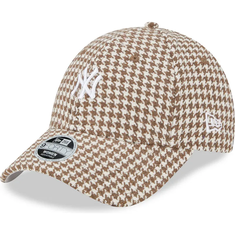 kepsar-curva-brun-justerbart-band-9forty-houndstooth-fran-new-york-yankees-mlb-av-new-era