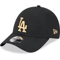 svart-justerbar-bojd-keps-med-guldlogotyp-9forty-league-essential-los-angeles-dodgers-mlb-fran-new-era