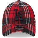 rod-justerbar-bojd-keps-med-svart-logotyp-9forty-check-los-angeles-dodgers-mlb-fran-new-era