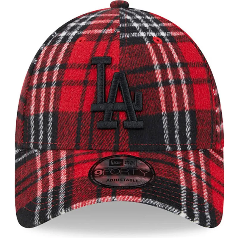 kepsar-curva-rod-justerbart-band-negro-9forty-check-fran-los-angeles-dodgers-mlb-av-new-era