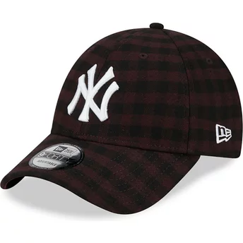 Justerbar brun 9FORTY Flannel keps med böjd skärm från New York Yankees MLB av New Era