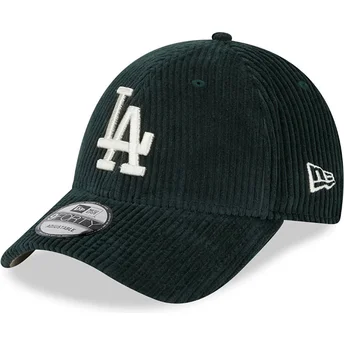 Grön justerbar böjd keps med beige logotyp 9FORTY Wide Cord från Los Angeles Dodgers MLB av New Era