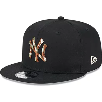Svart snapback platt keps med brunt logotyp 9FIFTY Seasonal Infill från New York Yankees MLB av New Era