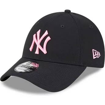Svart justerbar böjd keps med rosa logotyp 9FORTY Neon från New York Yankees MLB av New Era