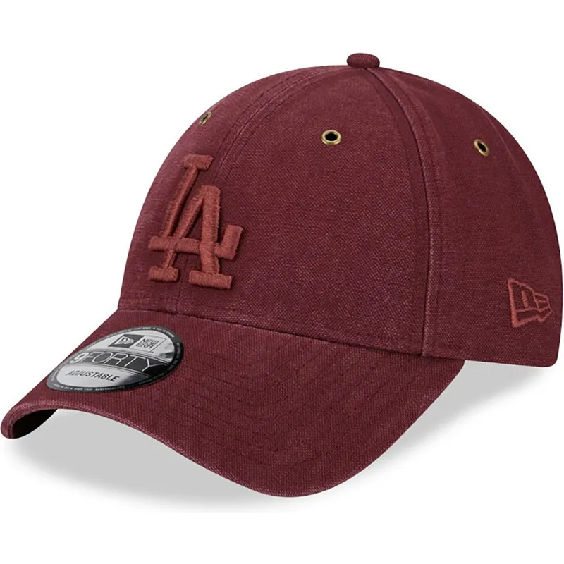 kepsar-curva-rod-justerbart-band-granate-granate-9forty-washed-canvas-fran-los-angeles-dodgers-mlb-av-new-era