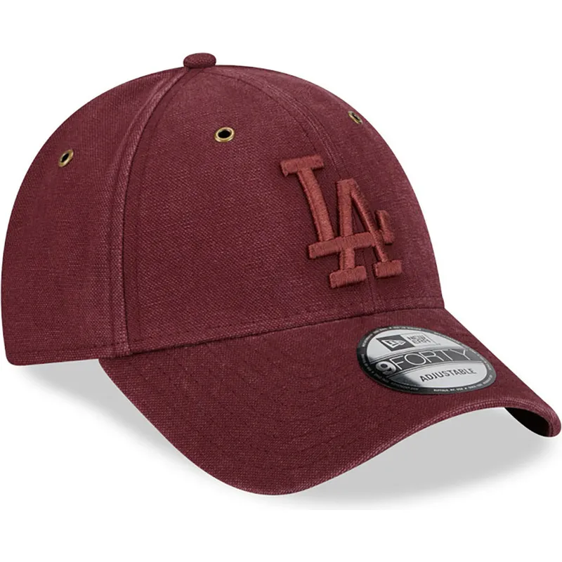 kepsar-curva-rod-justerbart-band-granate-granate-9forty-washed-canvas-fran-los-angeles-dodgers-mlb-av-new-era
