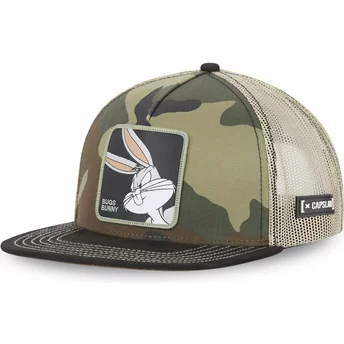 Capslab Bugs Bunny LOO8 BUN Looney Tunes Kamouflage Flat Brim Trucker Hat