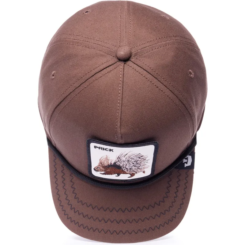 brun-kurvad-snapback-keps-med-piggsvin-prick-porcupine-100-the-farm-all-over-canvas-fran-goorin-bros