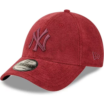 New Era Böjd Brätte Röd Logotyp 9FORTY Frotté New York Yankees MLB Röd Justerbar Keps