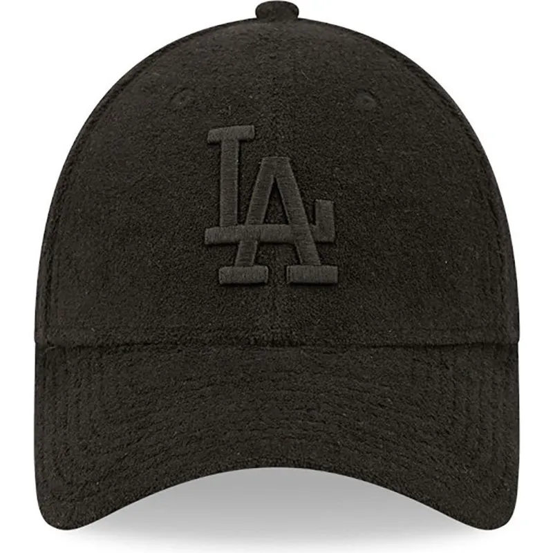 svart-justerbar-bojd-keps-med-svart-logotyp-9forty-towelling-los-angeles-dodgers-mlb-fran-new-era