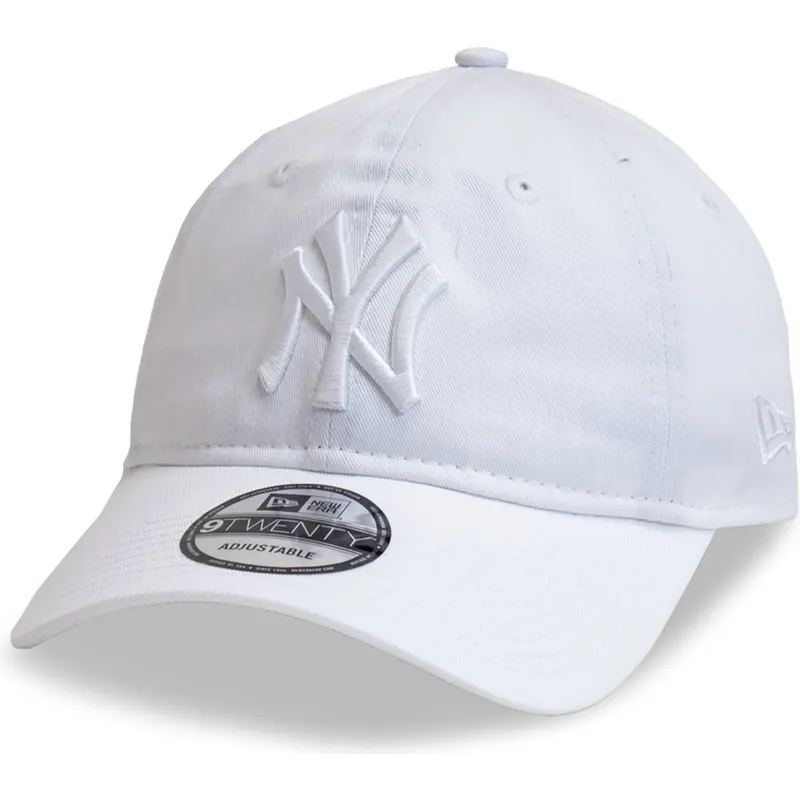 vit-justerbar-kurvad-keps-med-vit-logotyp-9twenty-league-essential-fran-new-york-yankees-mlb-av-new-era