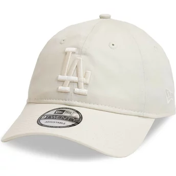 New Era böjd bräda 9TWENTY League Essential Los Angeles Dodgers MLB beige justerbar keps med beige logotyp