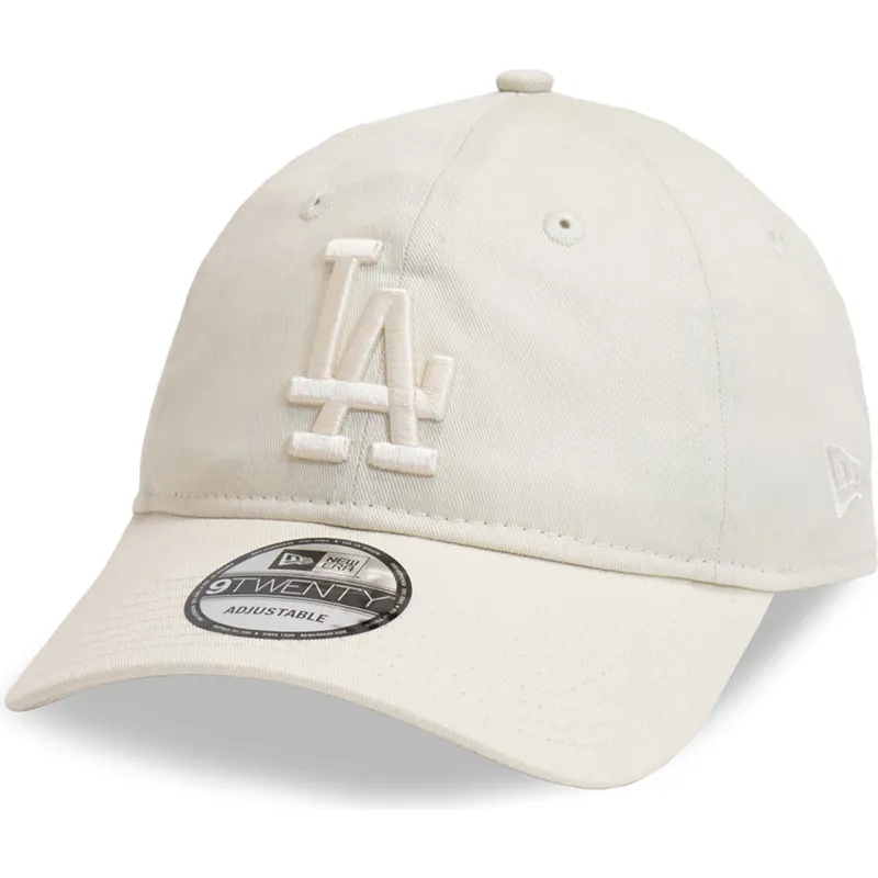 beige-justerbar-bojd-keps-med-beige-logotyp-9twenty-league-essential-los-angeles-dodgers-mlb-fran-new-era