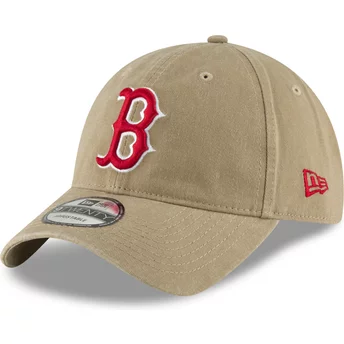 New Era Böjd Brätte Rött Logo 9TWENTY Core Classic Boston Red Sox MLB Ljusbrun Justerbar Keps