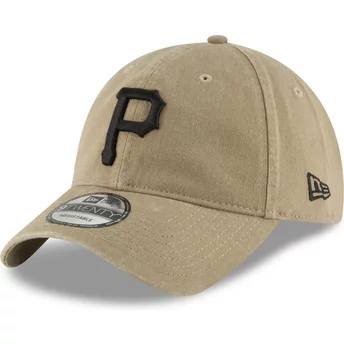 New Era böjd brätte svart logotyp 9TWENTY Core Classic Pittsburgh Pirates MLB ljusbrun justerbar keps