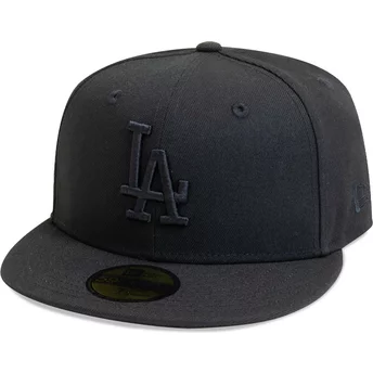 New Era Flat Brim Svart Logotyp 59FIFTY League Essential Los Angeles Dodgers MLB Svart Anpassad Keps