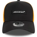 svart-och-orange-9forty-a-frame-patch-front-truckerkeps-fran-mclaren-racing-formula-1-av-new-era