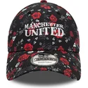 manchester-united-football-club-premier-league-new-era-justerbar-svart-och-rod-bojd-keps-9forty-floral-all-over-print