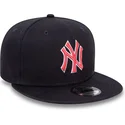 new-era-new-york-yankees-mlb-9fifty-outline-marinbla-snapback-flat-keps-med-rod-logotyp