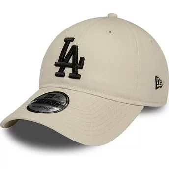New Era Bågad Brim Svart Logo 9TWENTY League Essential Los Angeles Dodgers MLB Beige Justerbar Keps