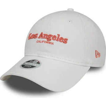 New Era 9TWENTY Wordmark vit justerbar böjd keps för kvinnor Los Angeles California
