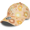 new-era-new-york-yankees-mlb-9forty-floral-all-over-print-orange-justerbar-kurvad-keps-for-kvinnor