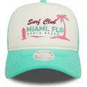 vit-och-gron-truckerkeps-for-kvinnor-a-frame-foam-front-fran-miami-surf-club-florida-fran-new-era