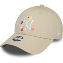 beige-justerbar-9forty-flower-keps-for-kvinnor-new-york-yankees-mlb-fran-new-era
