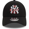 new-york-yankees-mlb-new-era-9forty-flower-icon-svart-justerbar-bojd-keps