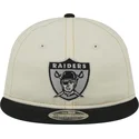 beige-och-svart-justerbar-platt-keps-9fifty-retro-crown-denim-fran-oakland-raiders-nfl-av-new-era