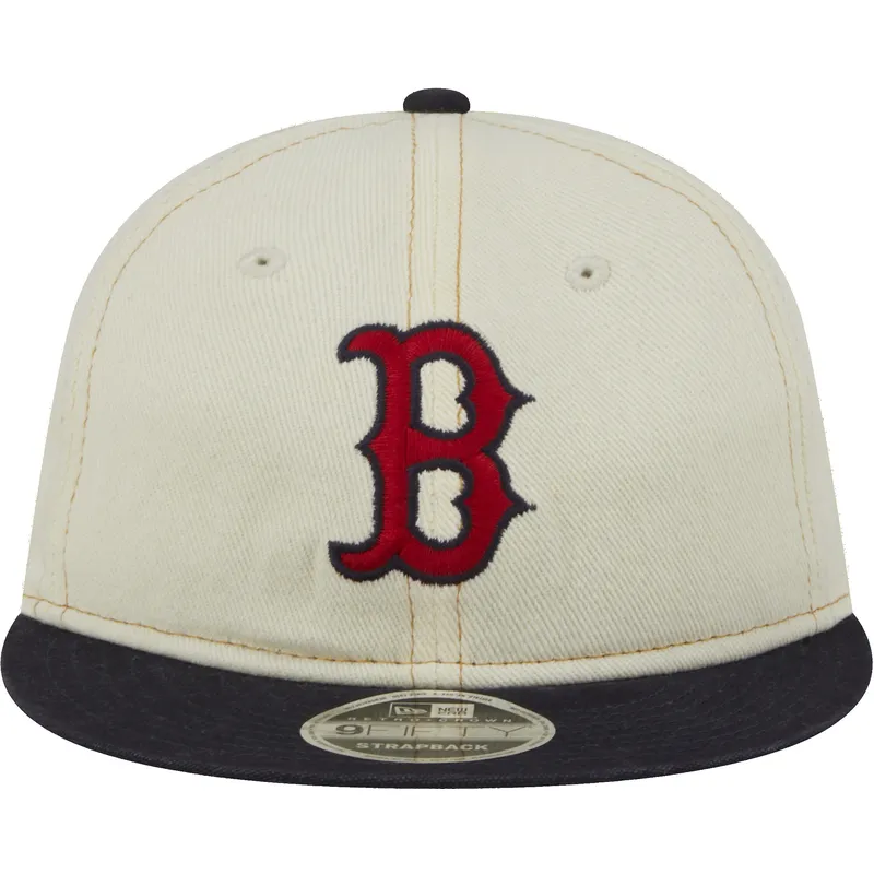beige-och-marinbla-platt-keps-9fifty-retro-crown-denim-fran-boston-red-sox-mlb-av-new-era