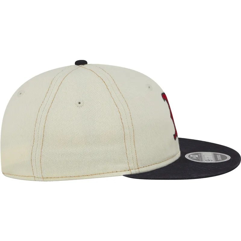 beige-och-marinbla-platt-keps-9fifty-retro-crown-denim-fran-boston-red-sox-mlb-av-new-era