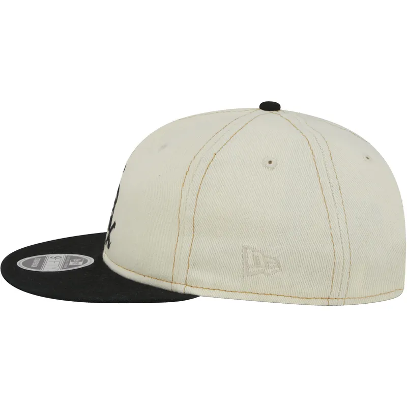 beige-och-svart-platt-keps-9fifty-retro-crown-denim-fran-chicago-white-sox-mlb-av-new-era