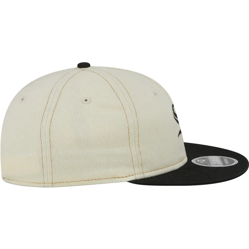 beige-och-svart-platt-keps-9fifty-retro-crown-denim-fran-chicago-white-sox-mlb-av-new-era