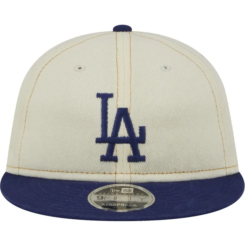 beige-och-bla-9fifty-retro-crown-denim-platt-keps-fran-los-angeles-dodgers-mlb-av-new-era