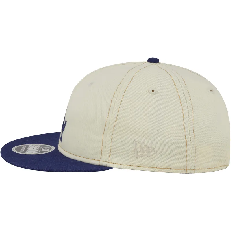 beige-och-bla-9fifty-retro-crown-denim-platt-keps-fran-los-angeles-dodgers-mlb-av-new-era
