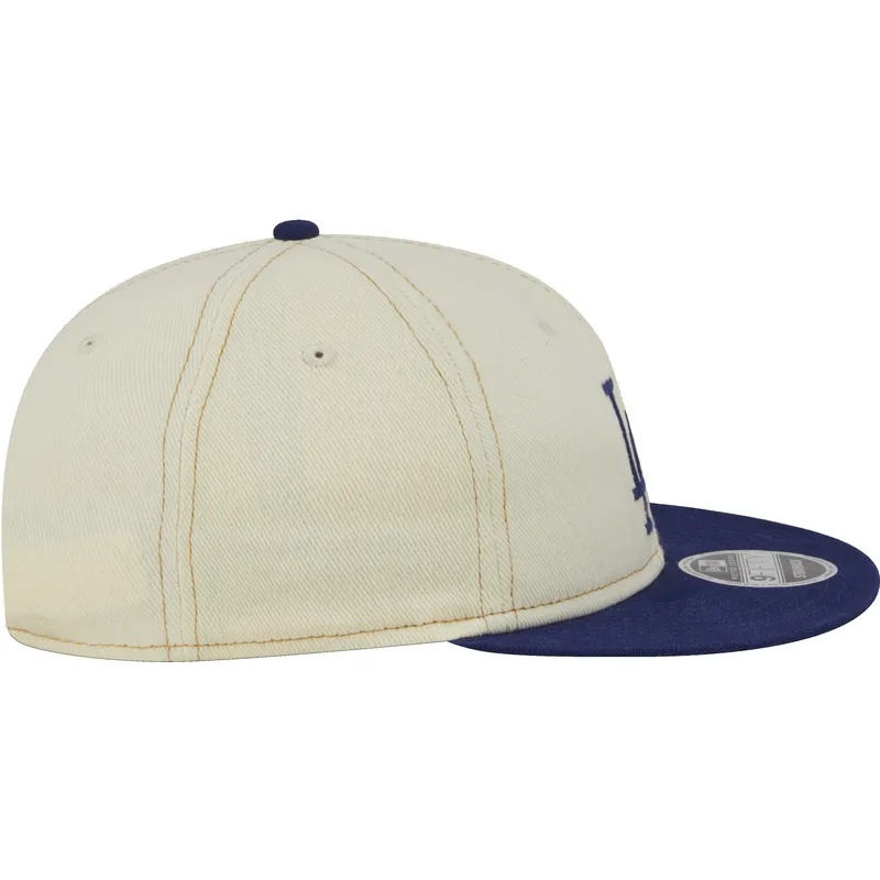 beige-och-bla-9fifty-retro-crown-denim-platt-keps-fran-los-angeles-dodgers-mlb-av-new-era