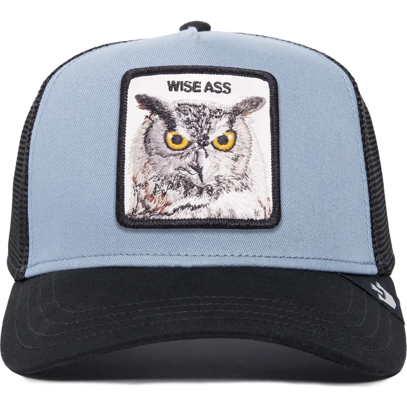 truckerkeps-bla-och-svart-uggla-wise-ass-owl-the-farm-premium-fran-goorin-bros