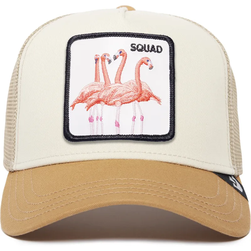 goorin-bros-squad-the-farm-premium-beige-och-brun-flamingo-truckerkeps