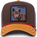 goorin-bros-lone-wolf-100-the-farm-all-over-canvas-brun-gra-och-orange-kurvad-keps-med-snapback-och-varg