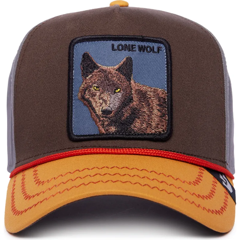 brun-gra-och-orange-kurvad-keps-snapback-varg-lone-wolf-100-the-farm-all-over-canvas-fran-goorin-bros