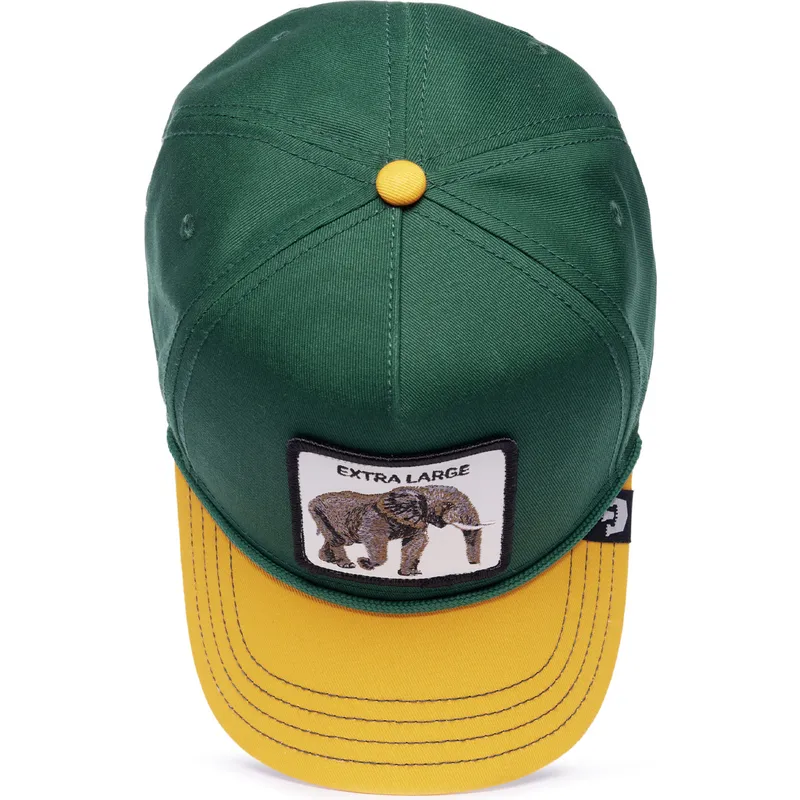 gron-och-gul-kurvad-keps-snapback-elefant-extra-large-100-the-farm-all-over-canvas-fran-goorin-bros