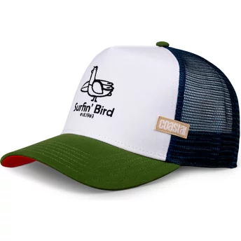 Kustnära Surfin Bird HFT Vit, Blå och Grön Trucker Keps