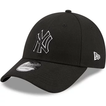 New Era Böjd Brätta Svart Logo 9FORTY Pop Outline New York Yankees MLB Svart Justerbar Keps