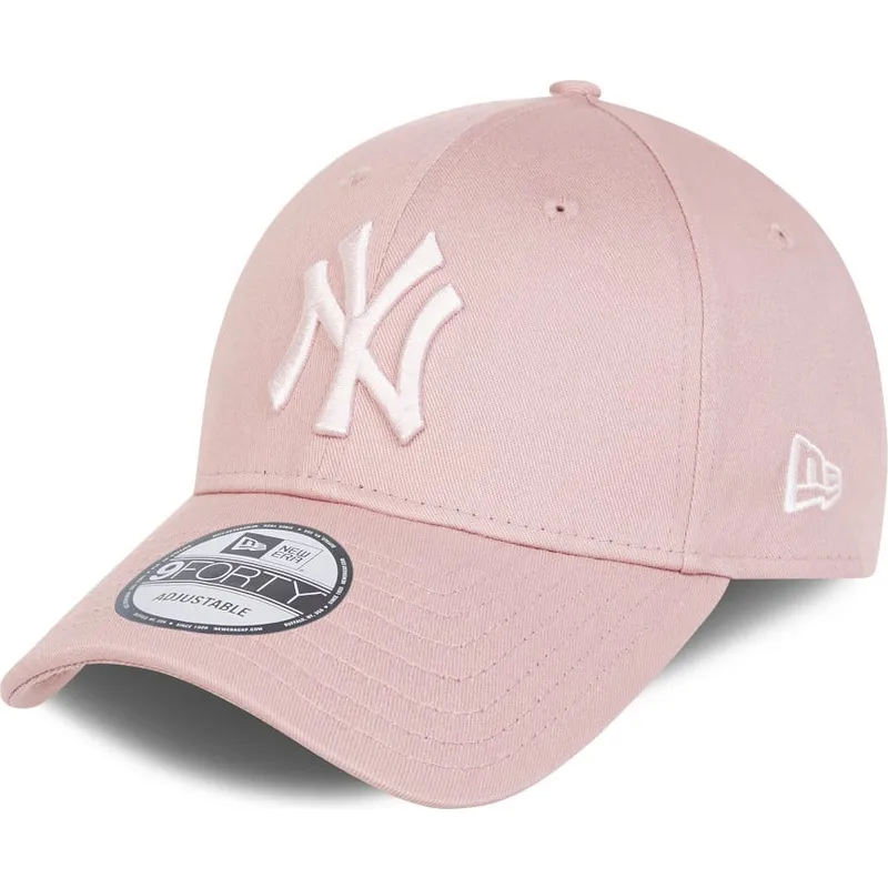 rosa-justerbar-keps-med-bojd-skarm-och-rosa-logotyp-9forty-league-essential-fran-new-york-yankees-mlb-av-new-era