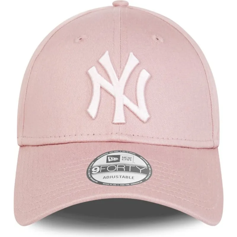 rosa-justerbar-keps-med-bojd-skarm-och-rosa-logotyp-9forty-league-essential-fran-new-york-yankees-mlb-av-new-era