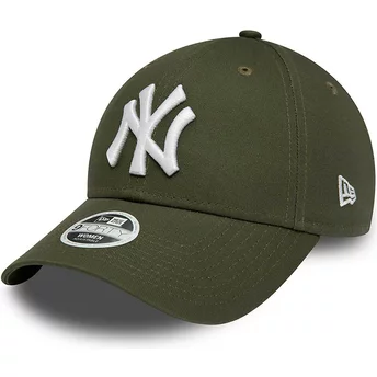 New Era Böjd Brätta Kvinnor 9FORTY League Essential New York Yankees MLB Grön Justerbar Keps